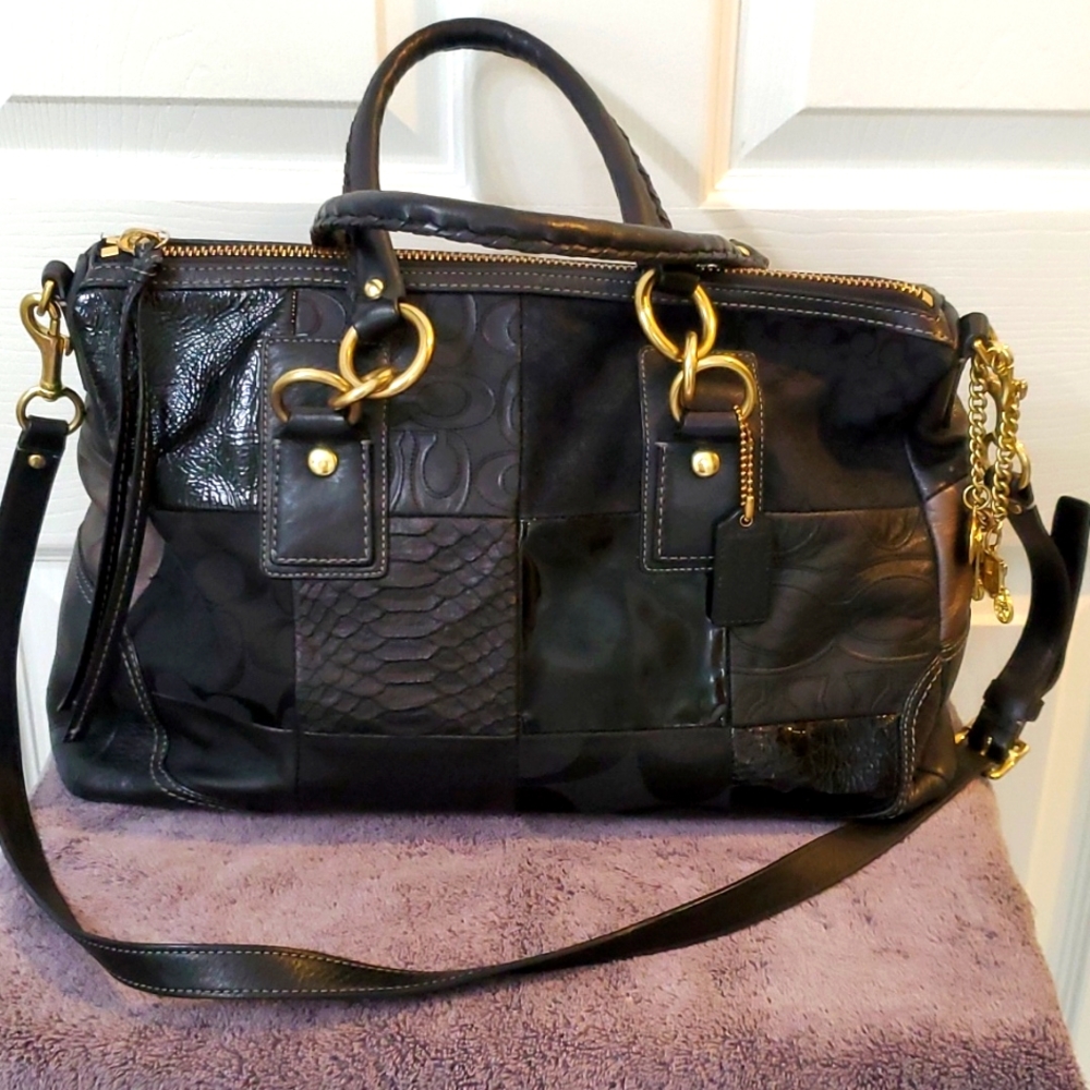 Coach Vintage East West Leather patchwork satchel